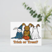 Halloween Rabbits Trick of Treating Briefkaart (Staand voorkant)