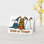 Halloween Rabbits Trick of Treating Kaart (Gele Bloem)