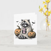 Halloween Raccoon Ghost Kaart (Gele Bloem)