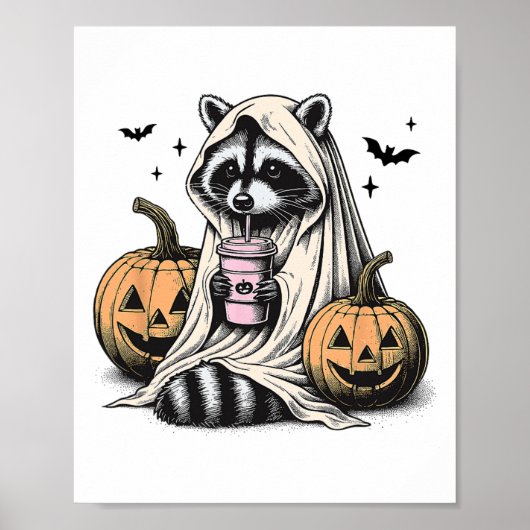 Halloween Raccoon Ghost Poster (Voorkant)