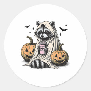Halloween Raccoon Ghost Ronde Sticker