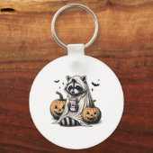 Halloween Raccoon Ghost Sleutelhanger (Voorkant)
