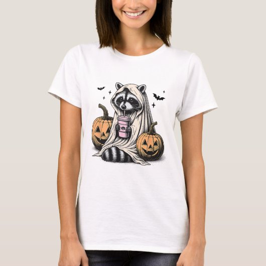 Halloween Raccoon Ghost T-shirt (Voorkant)