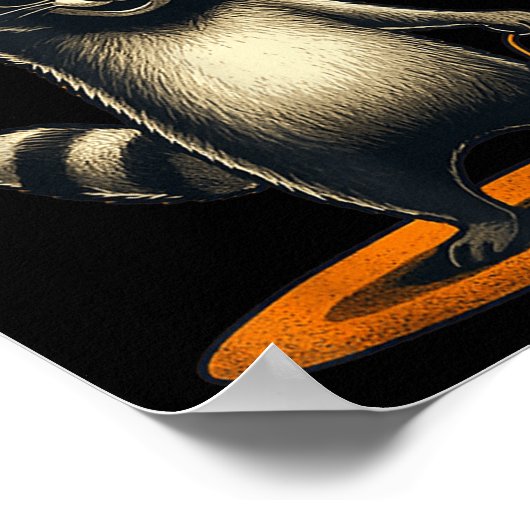 Halloween Raccoon Rock Muziek Gift Mannen Vrouwen  Poster (Hoek)