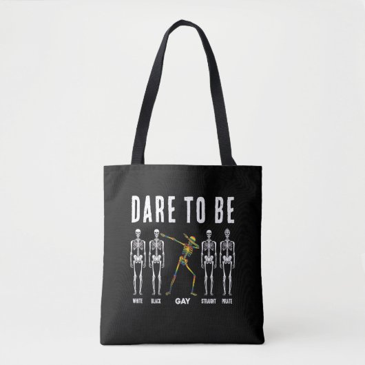 Halloween Rainbow Skeleton Dab Party Custom Tote Bag (Voorkant)