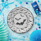 Halloween Random Iconic Bats Pattern Black/White Papieren Bordje (Feest)