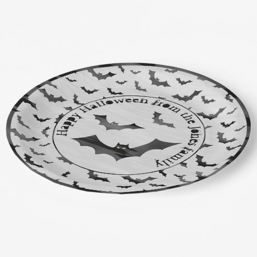 Halloween Random Iconic Bats Pattern Black/White Papieren Bordje (Gekanteld)