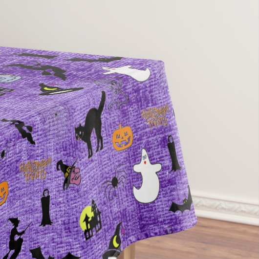 Halloween Random Iconic Pattern Paars Tafelkleed (Voorbeeld)