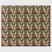 Halloween Rat Terrier met pompoenen eng Cadeaupapier (Vlak)