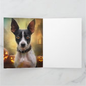 Halloween Rat Terrier met pompoenen eng Kaart (Binnen)