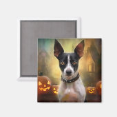 Halloween Rat Terrier met pompoenen eng Magneet (Voorkant / Achterkant)