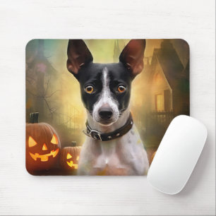 Halloween Rat Terrier met pompoenen eng Muismat