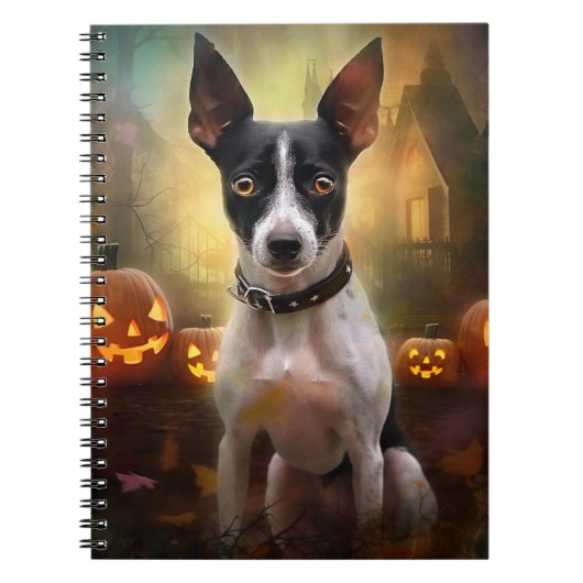 Halloween Rat Terrier met pompoenen eng Notitieboek (Voorkant)