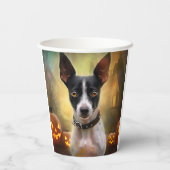 Halloween Rat Terrier met pompoenen eng Papieren Bekers (Achterkant)