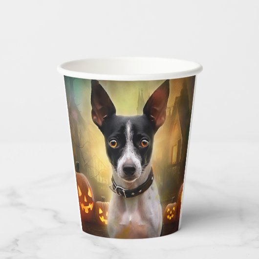 Halloween Rat Terrier met pompoenen eng Papieren Bekers (Achterkant)