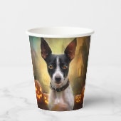 Halloween Rat Terrier met pompoenen eng Papieren Bekers (Voorkant)