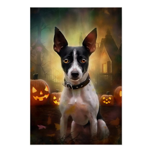 Halloween Rat Terrier Met Pompoenen Eng Perfect Poster (Voorkant)