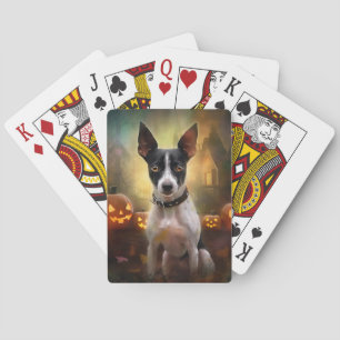Halloween Rat Terrier met pompoenen eng Pokerkaarten