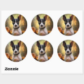 Halloween Rat Terrier met pompoenen eng Ronde Sticker (Vel)