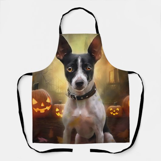 Halloween Rat Terrier met pompoenen eng Schort (Voorkant)