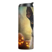 Halloween Rat Terrier met pompoenen eng Thermosbeker (Gedraaid links)