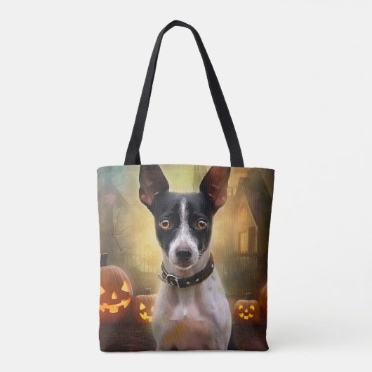 Halloween Rat Terrier met pompoenen eng Tote Bag (Achterkant)