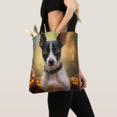 Halloween Rat Terrier met pompoenen eng Tote Bag (Dichtbij)