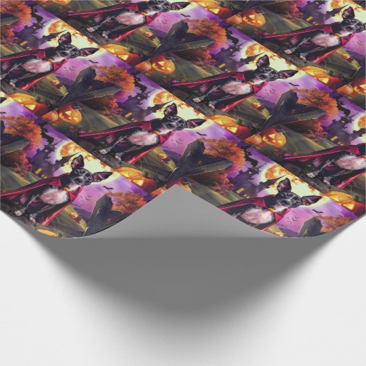 Halloween Rat Terrier Vampire Pumpkins eng Cadeaupapier (Hoek)