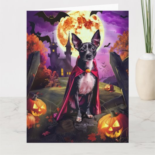 Halloween Rat Terrier Vampire Pumpkins eng Kaart (Voorkant)