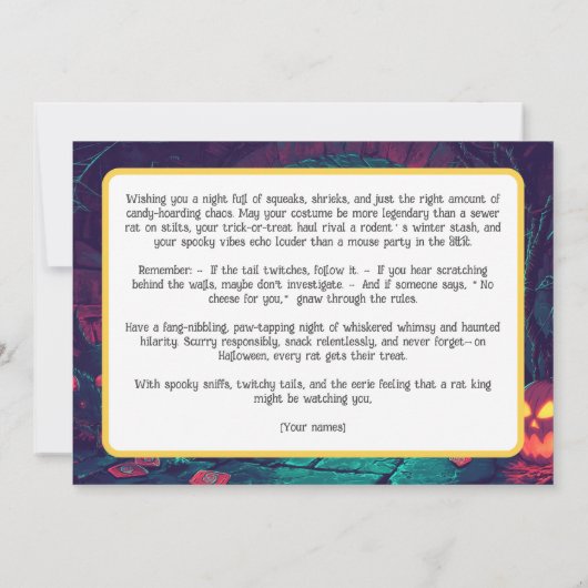 Halloween Ratchelor's Ball Kaart (Achterkant)