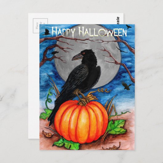 Halloween Raven Briefkaart (Voorkant / Achterkant)
