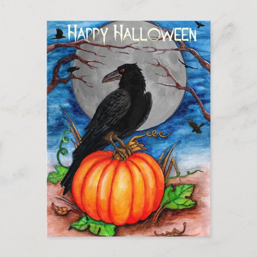 Halloween Raven Briefkaart (Voorkant)