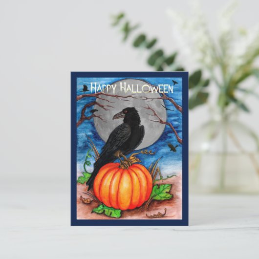 Halloween Raven Briefkaart (Staand voorkant)