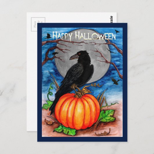 Halloween Raven Briefkaart (Voorkant / Achterkant)