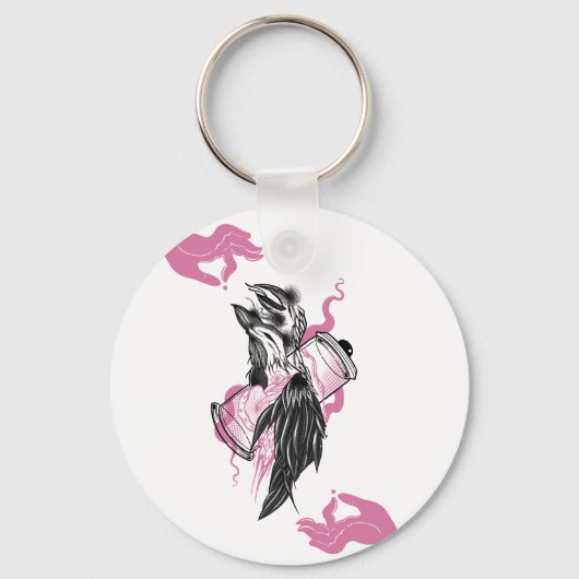 Halloween Raven Circle Sleutelhanger Potion Bottle (Voorkant)