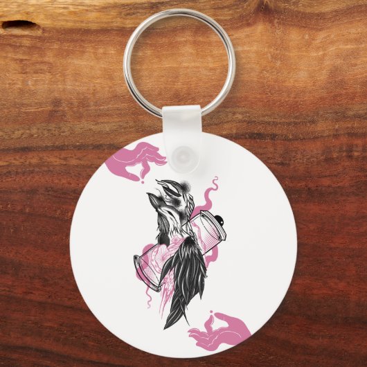 Halloween Raven Circle Sleutelhanger Potion Bottle (Voorkant)