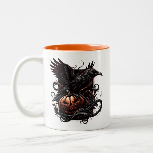 Halloween Raven Coffee Mug Tweekleurige Koffiemok (Links)