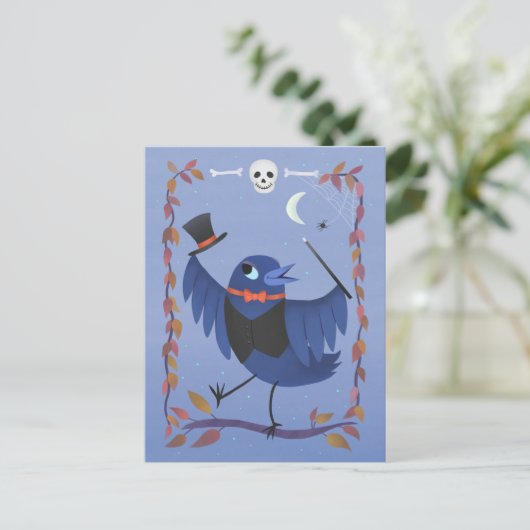 Halloween Raven Crow Moon Magic Briefkaart (Staand voorkant)