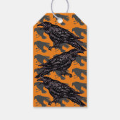 Halloween Raven Crow Oranje Black gothic Pattern Cadeaulabel (Voorkant)