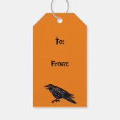 Halloween Raven Crow Oranje Black gothic Pattern Cadeaulabel (Achterkant)