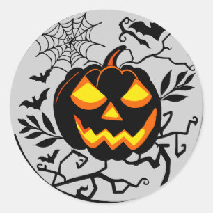 Halloween Raven Crow Pumpkin Bat Ronde Sticker
