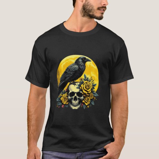 Halloween Raven Crow Skull Crow Halloween T-Shirt (Voorkant)