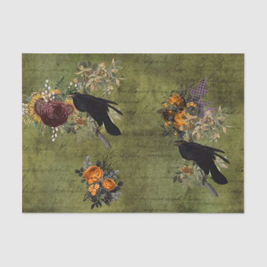 Halloween Raven Decoupage Victoriaans Tissuepapier (Voorkant)