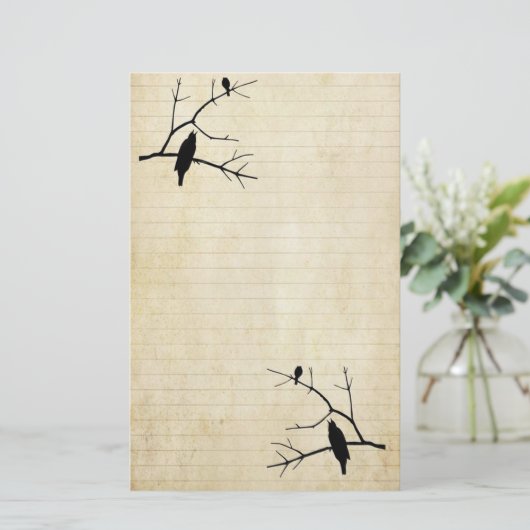 Halloween Raven en Uil Oud Papier Briefpapier (Staand voorkant)