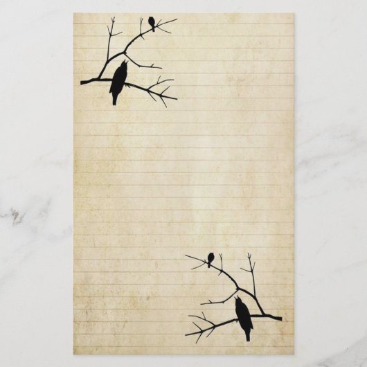 Halloween Raven en Uil Oud Papier Briefpapier (Voorkant)