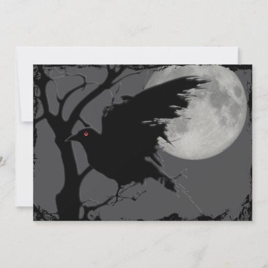 Halloween Raven in Branch met Full Moon Kaart (Voorkant)