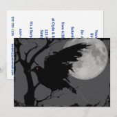 Halloween Raven in Branch met Full Moon Kaart (Voorkant / Achterkant)