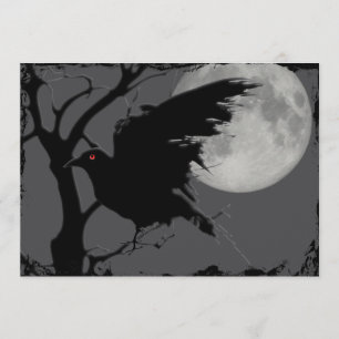 Halloween Raven in Branch met Full Moon Kaart