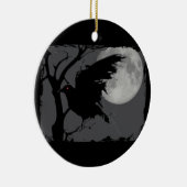 Halloween Raven in Branch met Full Moon Keramisch Ornament (Rechts)