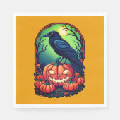 Halloween Raven in een pompoen patch Servet (Voorkant)